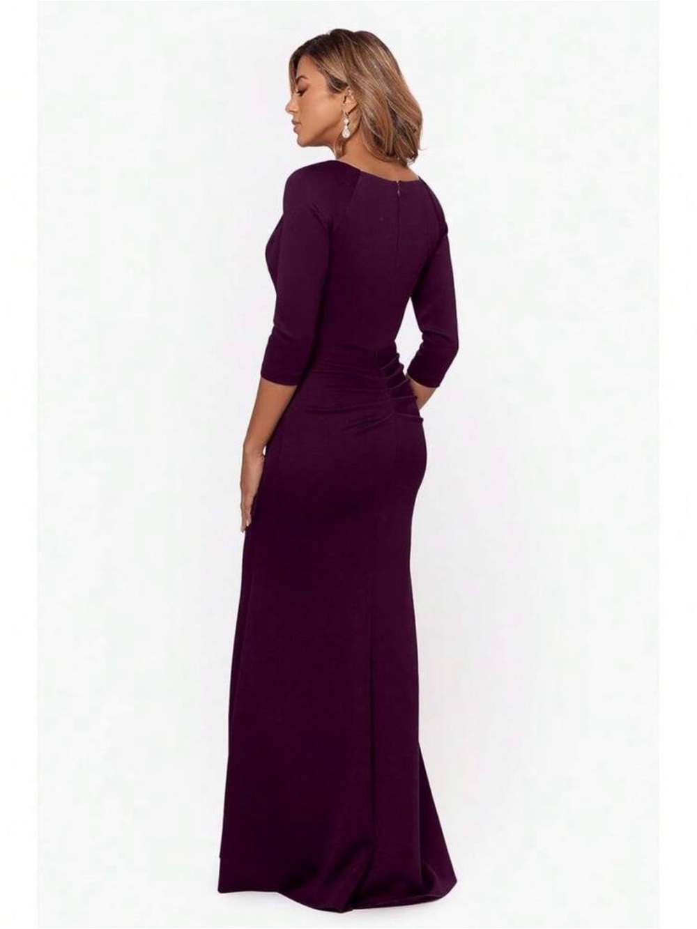 XSCAPE Navy Petite Ruched Ruffled Evening Gown - Picture 2 of 2